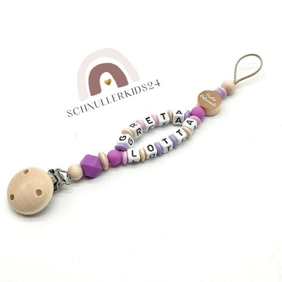 Schnullerkette mit Namen / Doppelnamen - Kleine Prinzessin - Mädchen