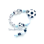 Schnullerkette mit Namen - Fußball + Löwe  - Junge