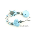 Schnullerkette mit Namen - Blauer Teddy - Junge
