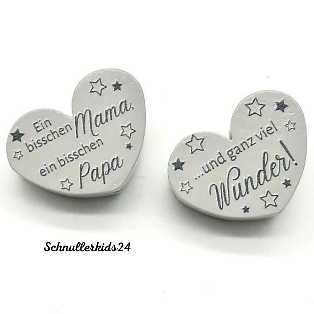 Set Greifling Schnullerkette mit Namen Ein bisschen Mama und Papa Junge Natur