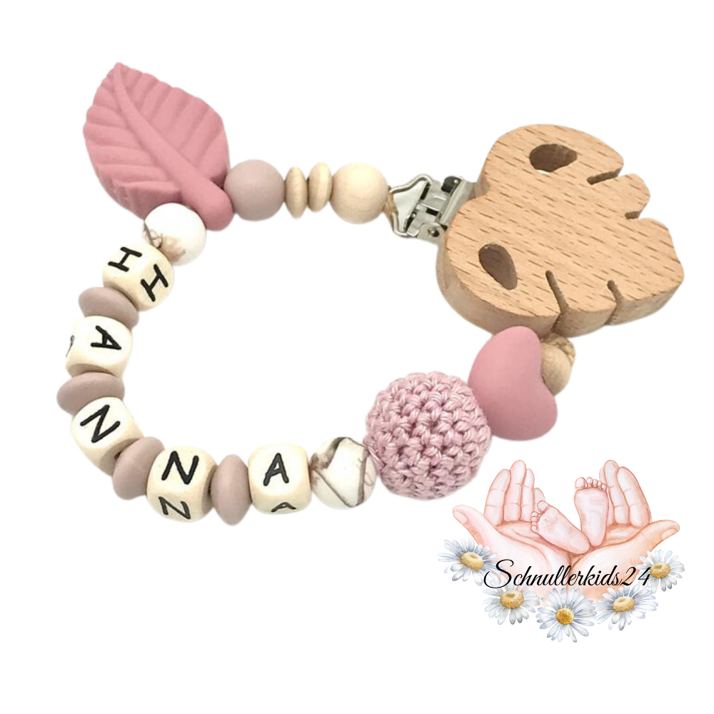 Schnullerkette mit Namen Mädchen Geschenk zur Geburt Taufe oder Babyparty