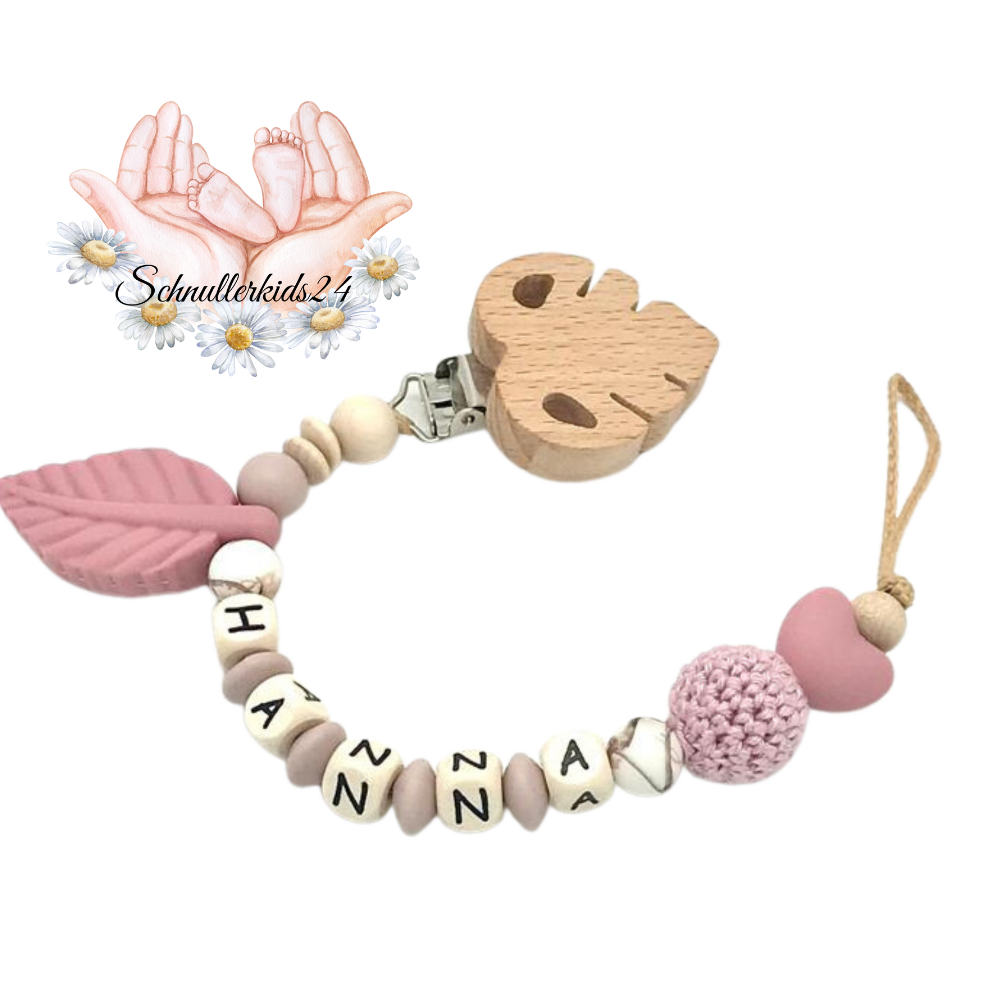 Schnullerkette mit Namen Mädchen Geschenk zur Geburt Taufe oder Babyparty
