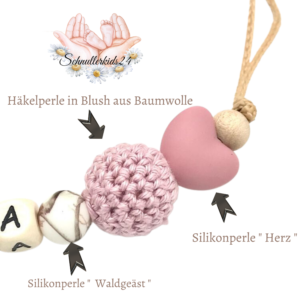 Schnullerkette mit Namen Mädchen Geschenk zur Geburt Taufe oder Babyparty