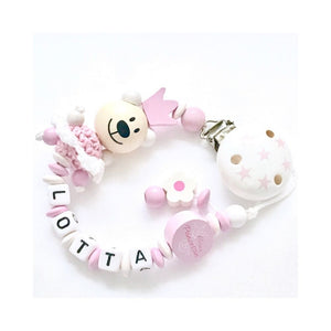 Schnullerkette mit Namen Teddy mit Röckchen Mädchen Geburt Taufe Babygeschenk