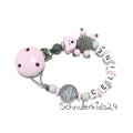 Schnullerkette personalisiert mit Namen für Mädchen - Teddy - Geschenk