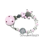 Schnullerkette personalisiert mit Namen für Mädchen - Teddy - Geschenk