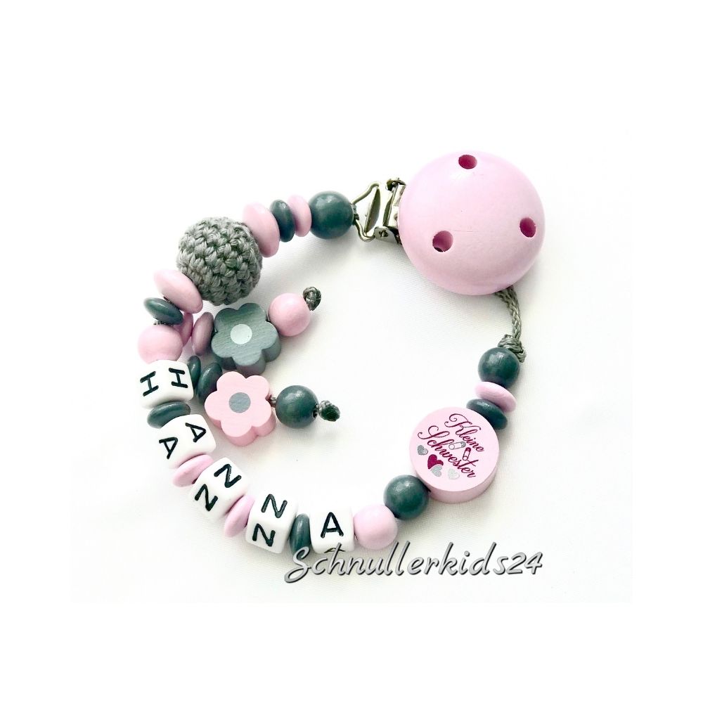 Schnullerkette mit Namen Mädchen Geschenk zur Geburt Taufe Babyparty