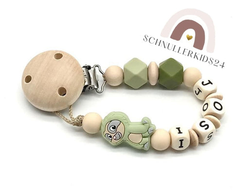 Schnullerkette mit Namen für Mädchen & Jungen - Faultier -Babygeschenk
