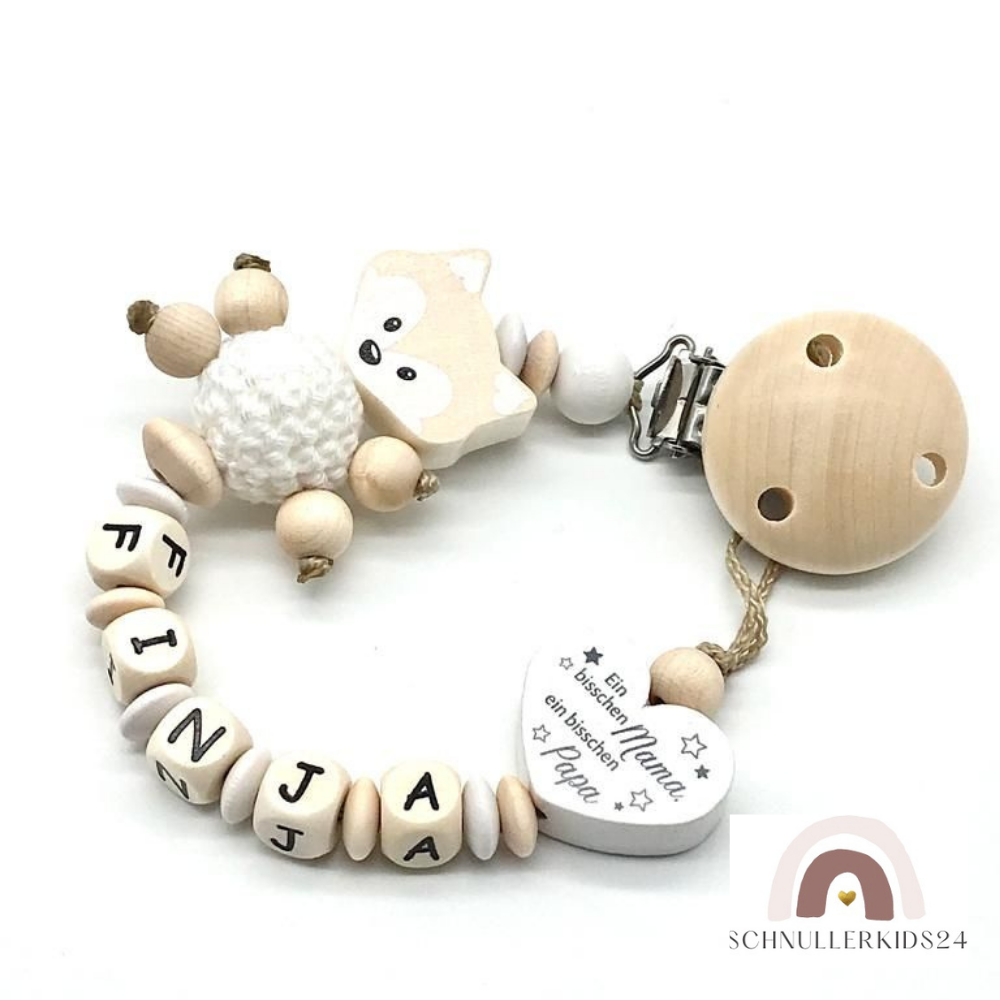 Schnullerkette mit Namen, Mädchen und Junge, Ein bisschen Mama ein bisschen Papa, Baby Geschenk, Geburt Taufe, Babyshower