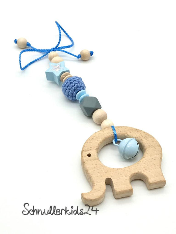 Maxi Cosi Anhänger - Blau + Holzelefant