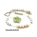 Rechenkette - Natur, Olivgrün + Blume