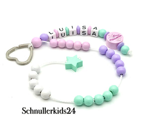 ABC Rechenkette - Flieder, Babyrosa, Mint, Stern + Kleine Prinzessin