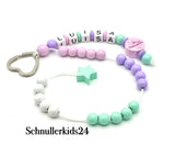 ABC Rechenkette - Flieder, Babyrosa, Mint, Stern + Kleine Prinzessin