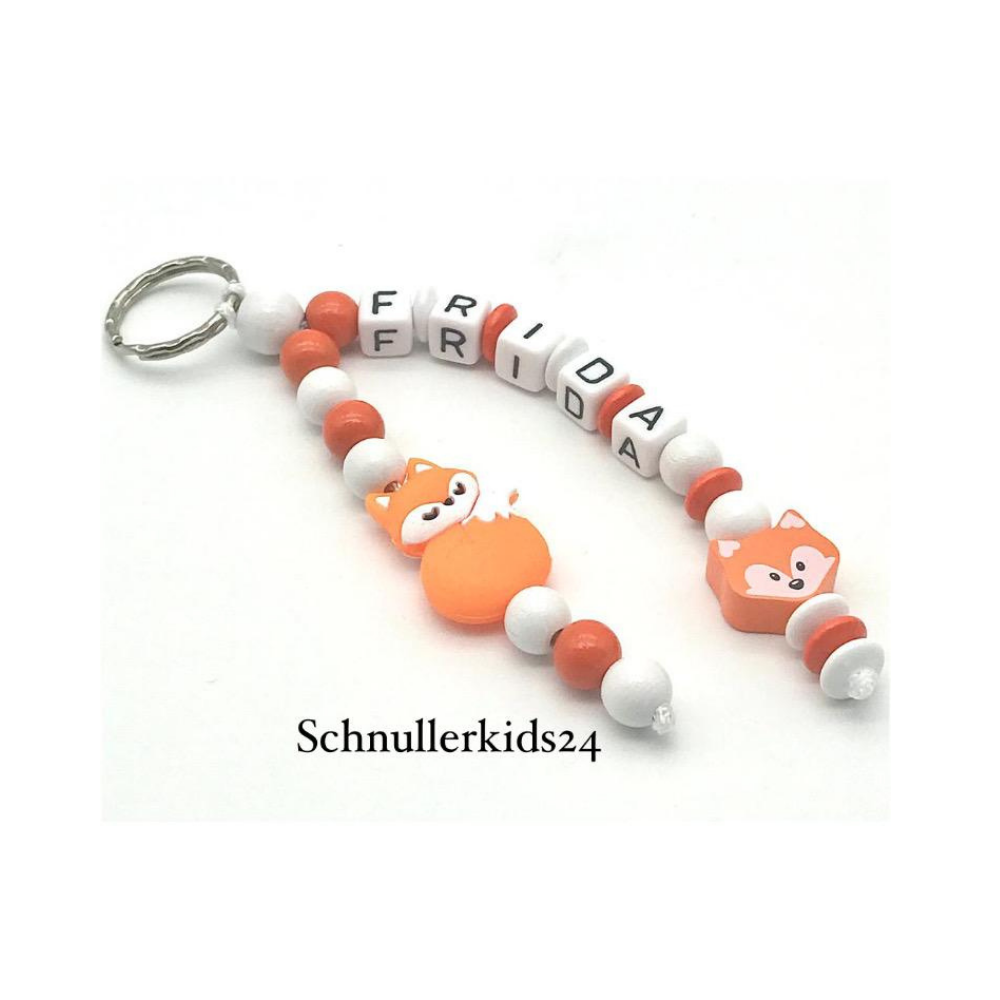 Schlüsselanhänger - Baby Rosa/Pink/Natur, Fuchs + Teddy