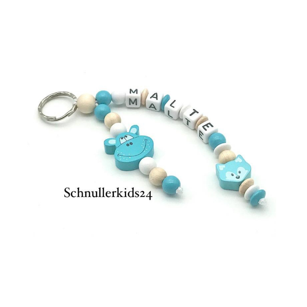 Schlüsselanhänger - Baby Rosa/Pink/Natur, Fuchs + Teddy