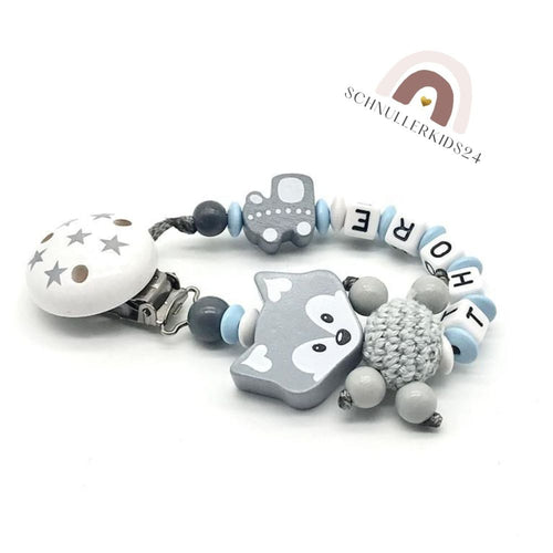 Schnullerkette mit Namen Baby Geschenk Junge