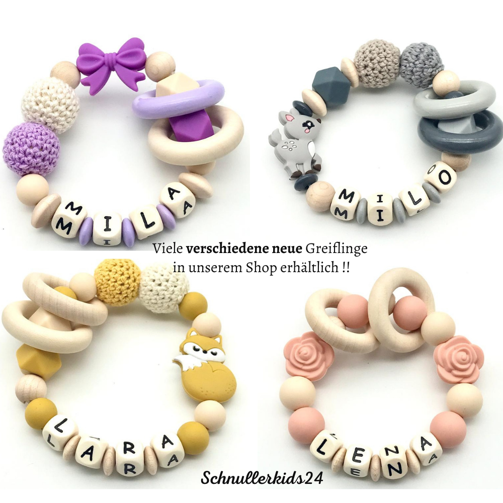 Greifring - Geschenk zur Taufe und Geburt - viele verschiedeneFarben erhältlich - Jungs & Mädchen