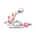 Schnullerkette mit Namen - Schmetterling, Rosa, Pink + Teddy - Mädchen