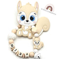 Greifling mit Namen Eichhörnchen Mädchen Silikon Baby Geschenk Babyparty