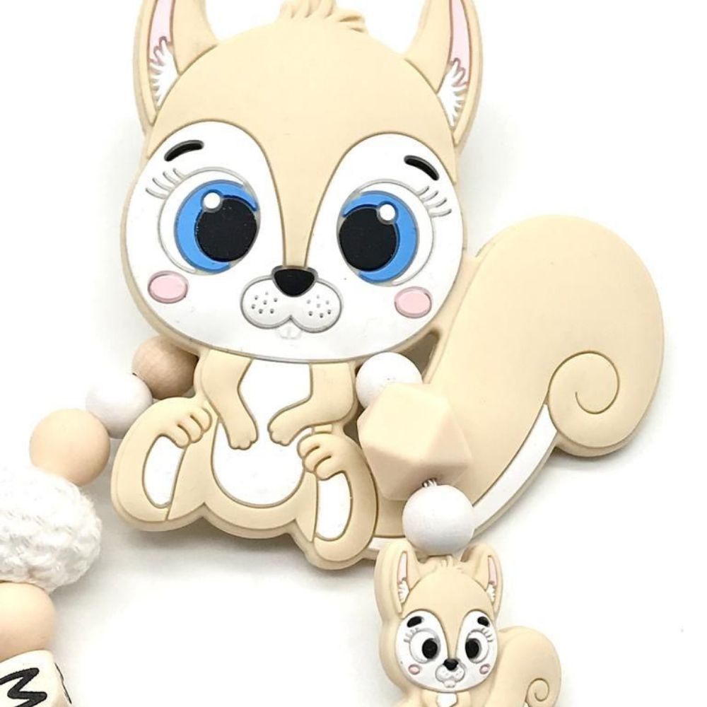 Greifling mit Namen Eichhörnchen Mädchen Silikon Baby Geschenk Babyparty