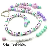 ABC Rechenkette - Flieder, Babyrosa, Mint, Stern + Kleine Prinzessin