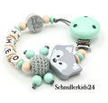 Schnullerkette mit Namen - Dein Schutzengel, Mint + Fuchs - Junge