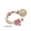 Schnullerkette mit Namen personalisiert für Mädchen - Schmetterling - Babygeschenk